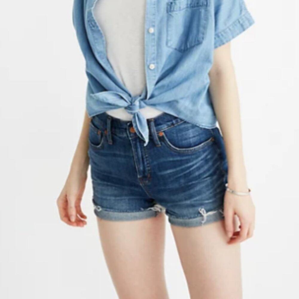 Madewell High-Rise Denim Shorts in Glenoaks Wash: Cutoff Edition